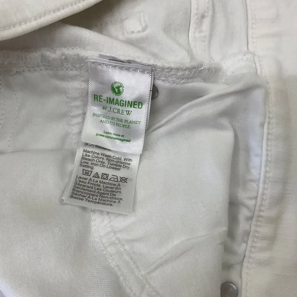 J Crew Women’s Mid Rise Denim Shorts Size 27 White Frayed Hem